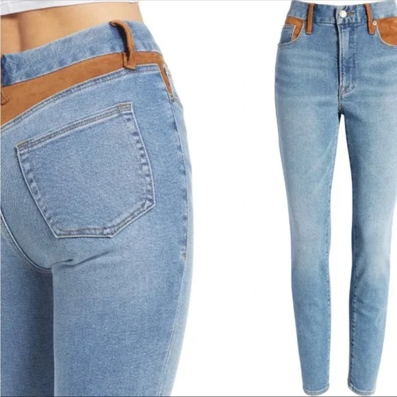 NWT Good American Good Legs Suede Mix Jeans Size 4 - Picture 3 of 12